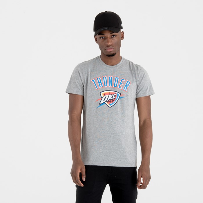 Oklahoma City Thunder Team Logo Miesten T-paita Harmaat - New Era Vaatteet Tukkukauppa FI-957084